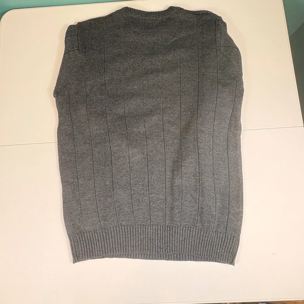 Oscar de la Renta Gray Cable‎ Knit Sweater Mens Medium Luxury Cotton